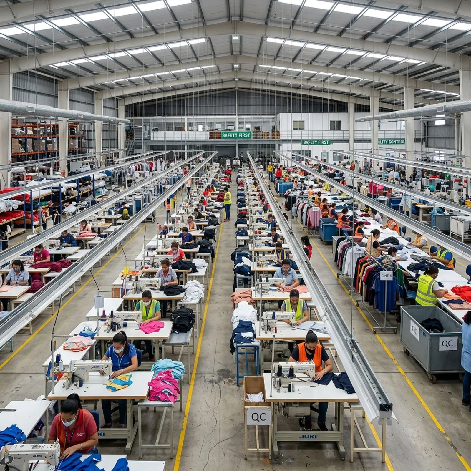 Modern apparel factory floor